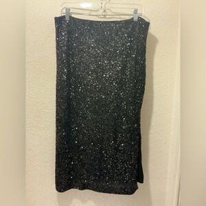 Express Black Sequin Pencil Skirt size L